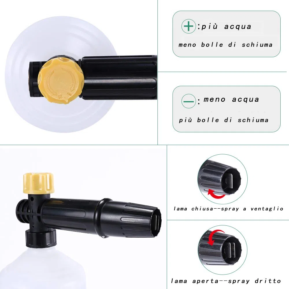 Boquilla de espuma de lanza de espuma para nieve para lavadora a presión BEARFORCE con puntas de 1,25 y 1,10 mm, compatible con limpiadores de alta presión Karcher serie K