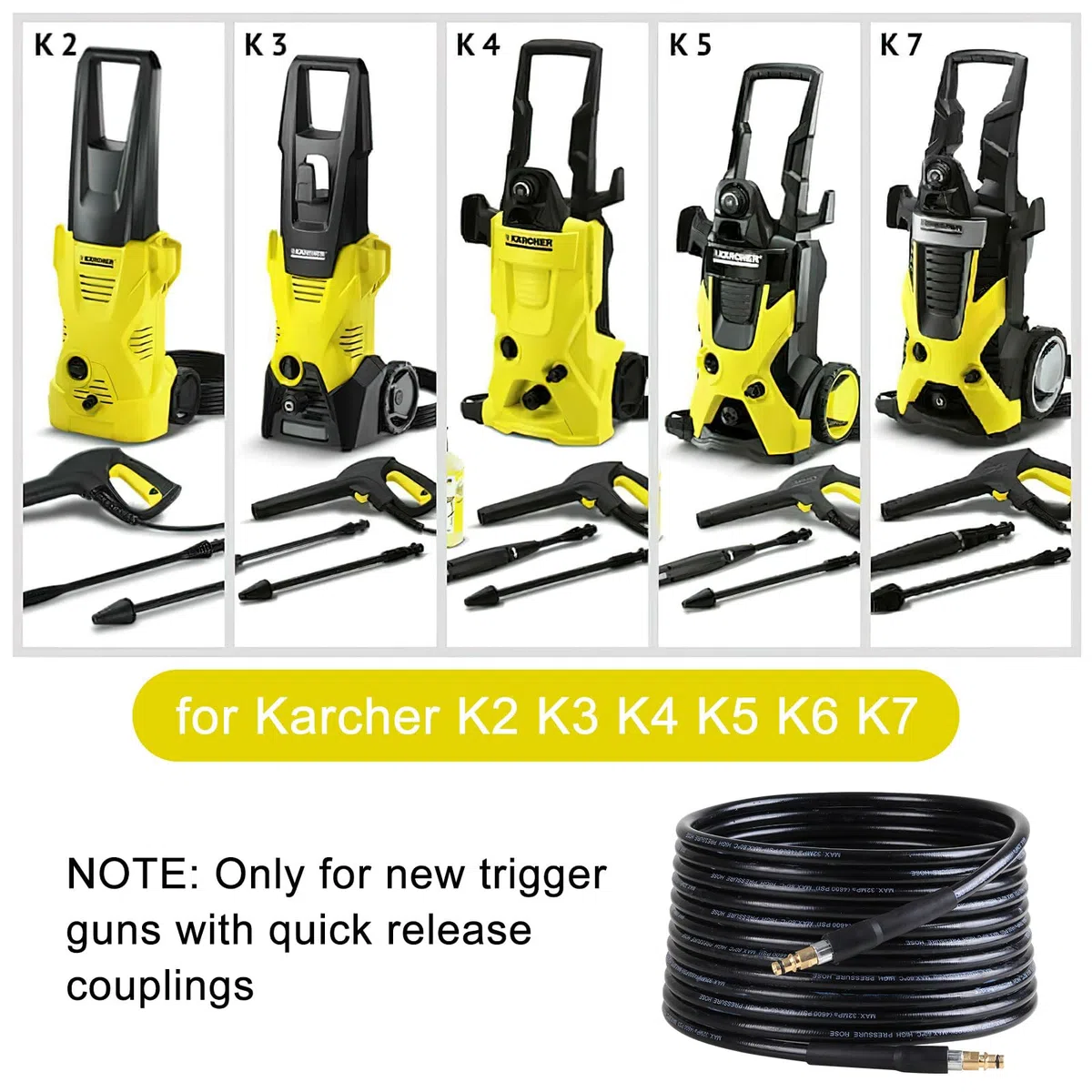 TNSLAND 10M Manguera de Alta Presión para Kärcher K2 K3 K4 K5 K6 K7, Manguera para Karcher Desatascador Tuberias Manguera Karcher, Manguera Hidrolimpiadora con Conexiones Quick Connect