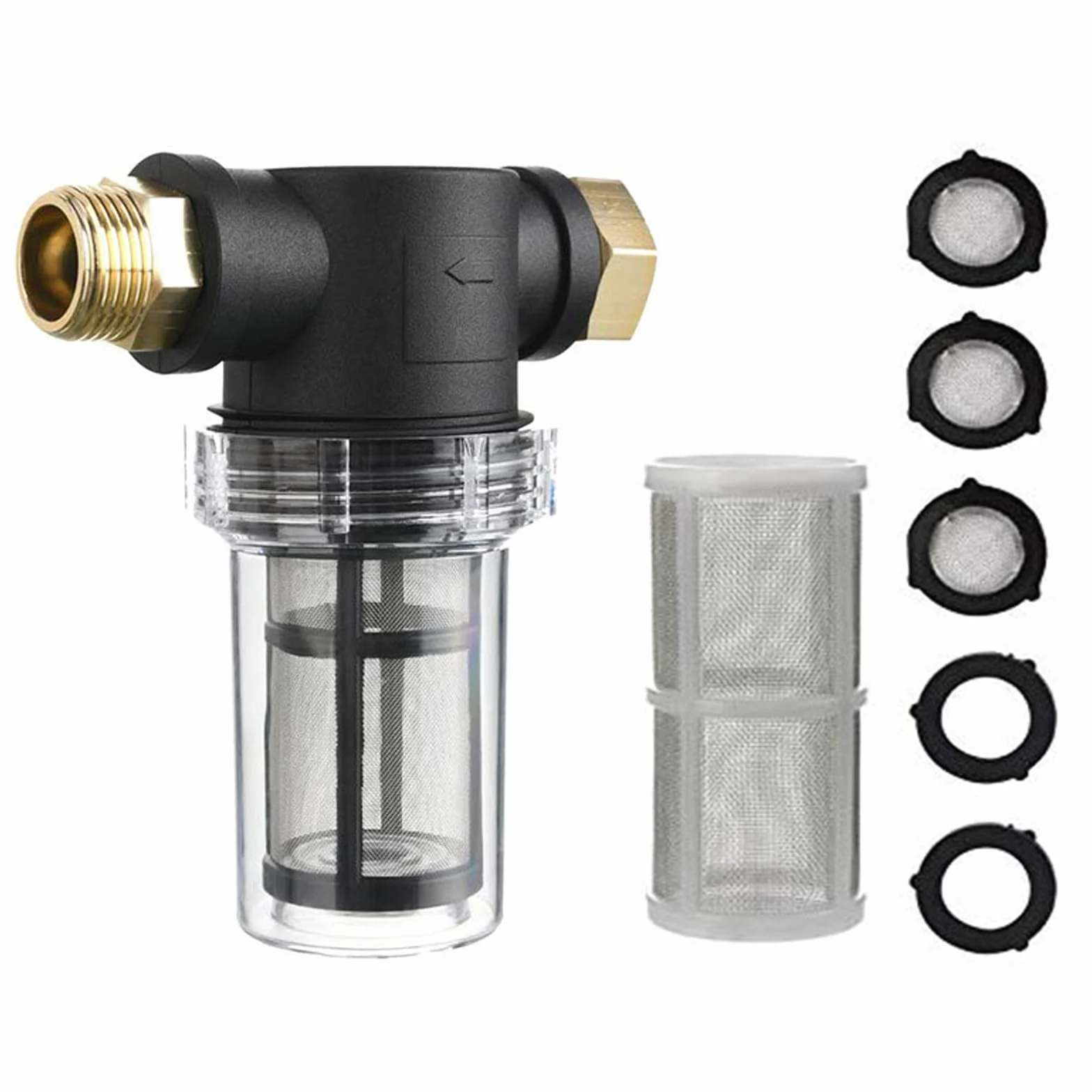 Filtro para manguera de jardín, prefiltro para bombas de jardín y plantas de agua 3/4" Filtro de tubería, filtro de agua con sedimentos descendente, filtro previo de bomba para riego de jardín