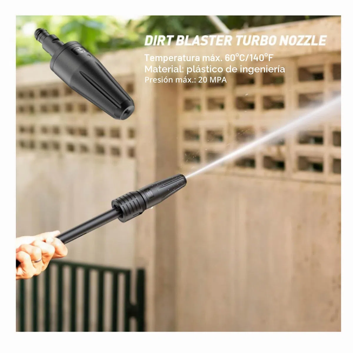 Boquilla turbo rotativa para limpiador K2-K7, conexión Quick Connect (requiere adaptador para rosca), color negro