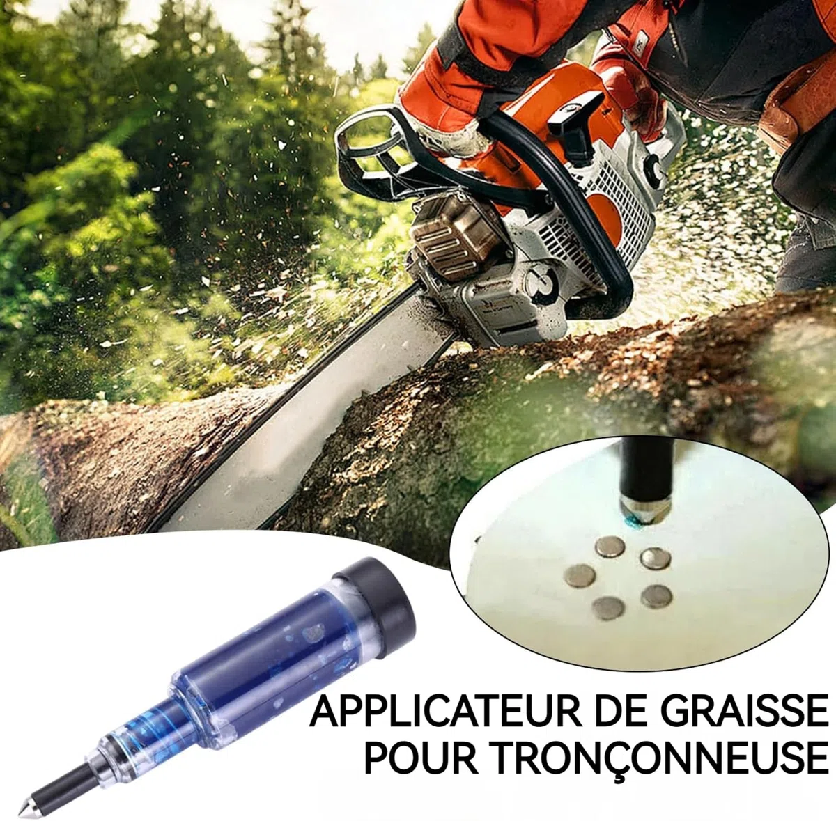 Bomba de grasa para guía de motosierra (2 piezas) | Lubricador de guía para motosierra | Grasa de alta temperatura para piñón y cadena de motosierra | Aceite para motosierra cadena