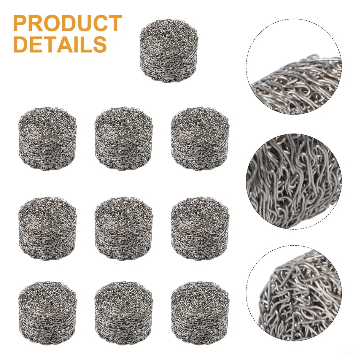 10 filtros de gasa de malla de repuesto para lanza de espuma de lavado a presión, pantalla de acero inoxidable de alta densidad para espuma abundante, plata 14 x 11 mm