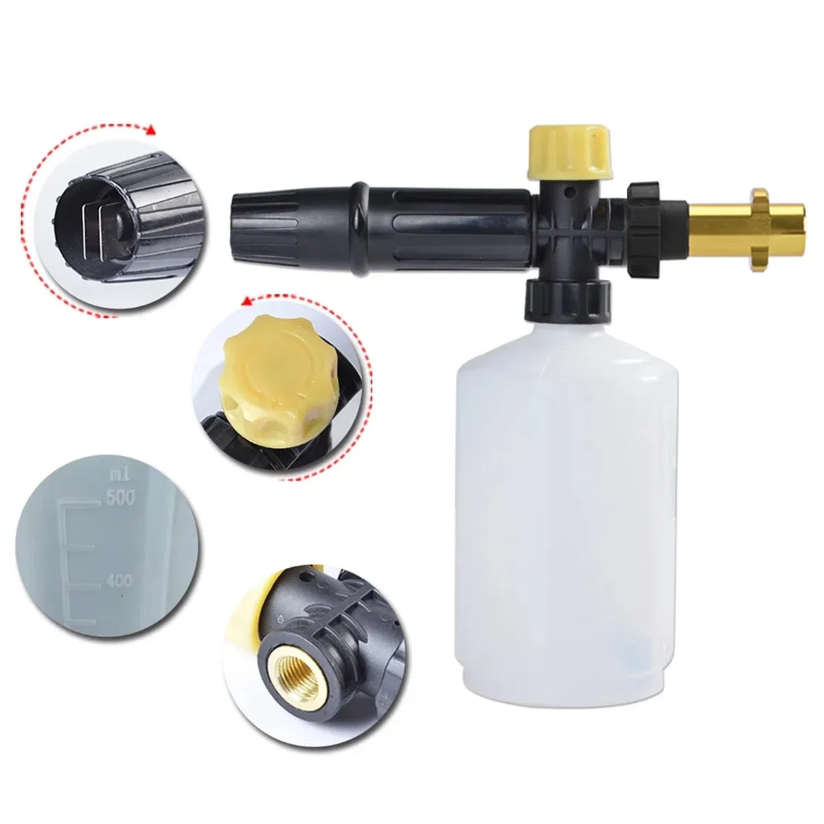 Boquilla de espuma de lanza de espuma para nieve para lavadora a presión BEARFORCE con puntas de 1,25 y 1,10 mm, compatible con limpiadores de alta presión Karcher serie K